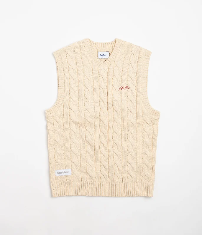 Butter Goods Cable Knit Vest - Bone