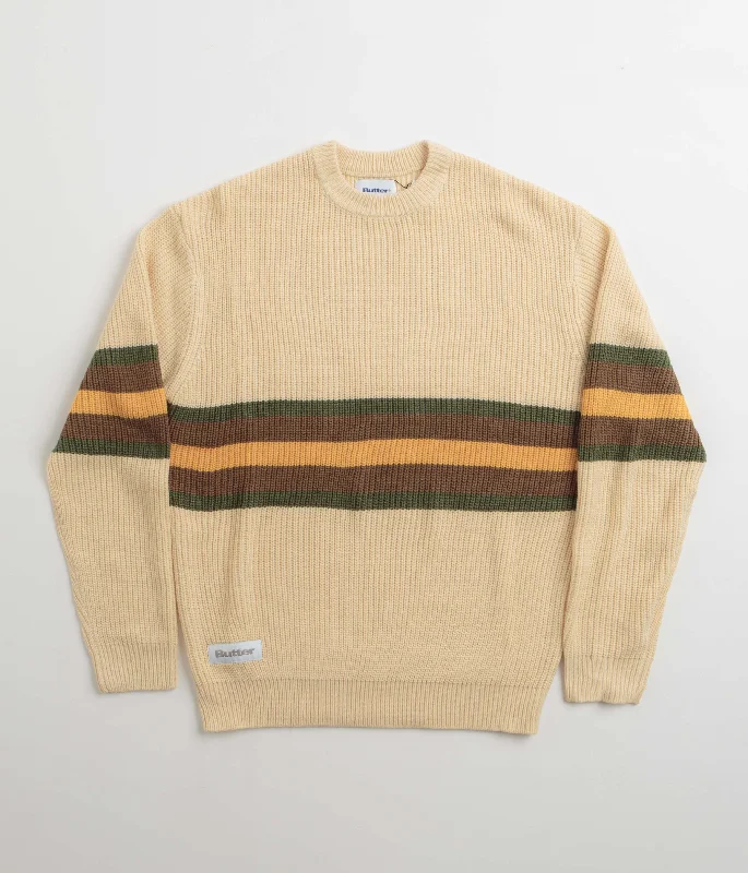 Butter Goods Stripe Knitted Sweatshirt - Cream