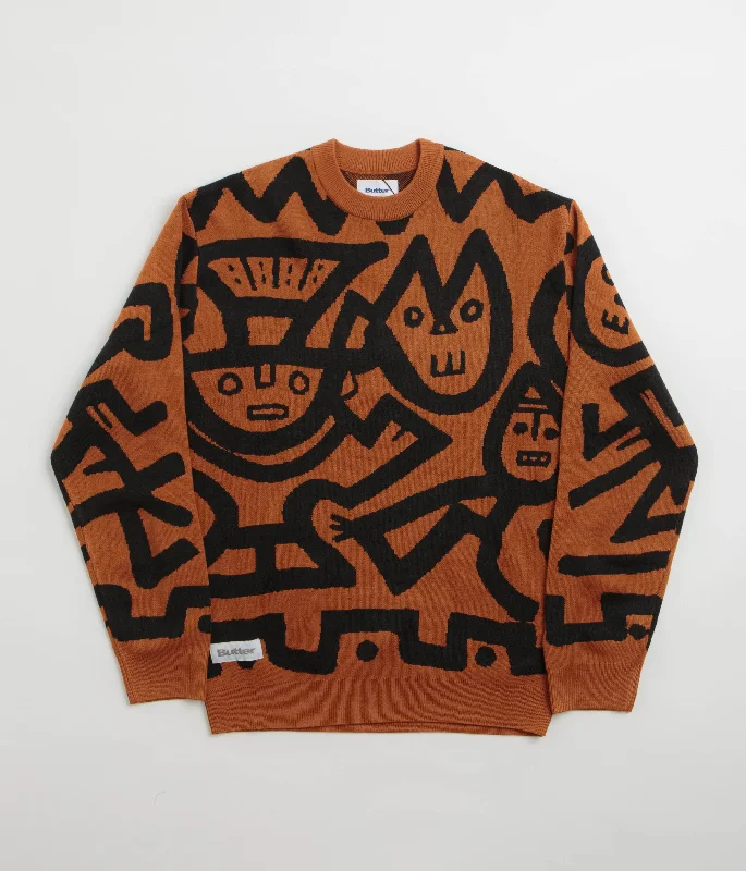 Butter Goods x Blue Note Afro Cuban Knitted Sweatshirt - Rust