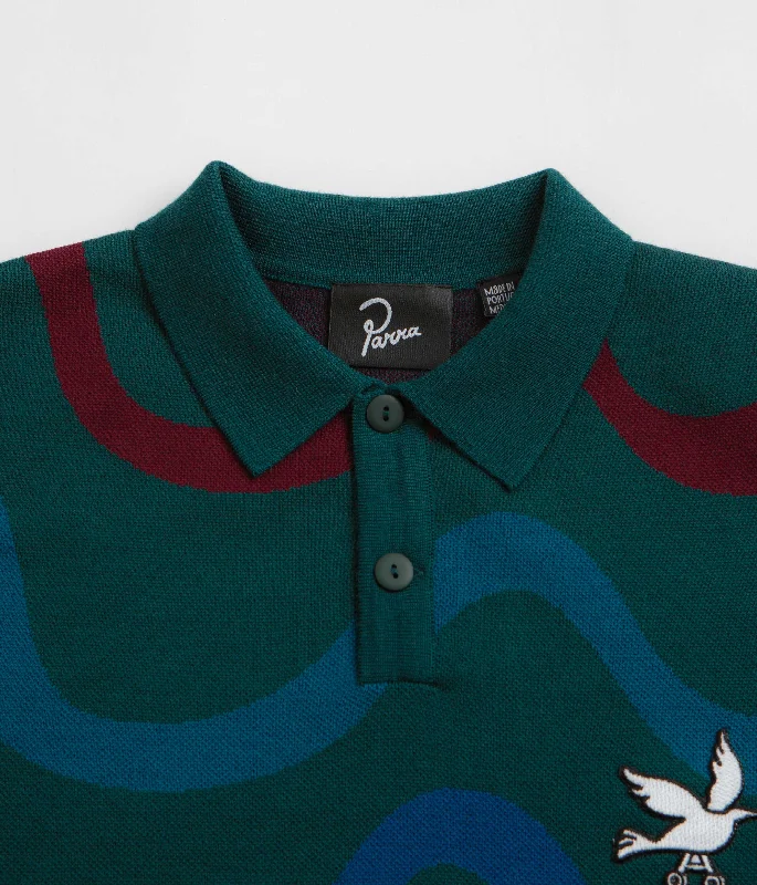 by Parra Colored Soundwave Knitted Polo Sweatshirt - Green