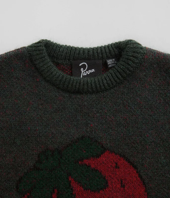 by Parra Stupid Strawberry Knitted Sweatshirt - Hunter Green