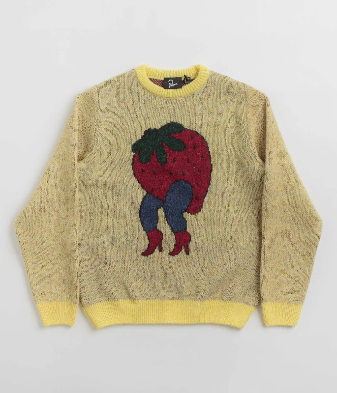 by Parra Stupid Strawberry Knitted Sweatshirt - Yellow