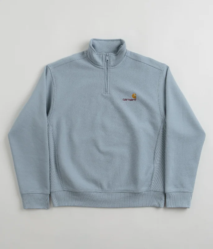 Carhartt Half Zip American Script Sweatshirt - Frosted Blue