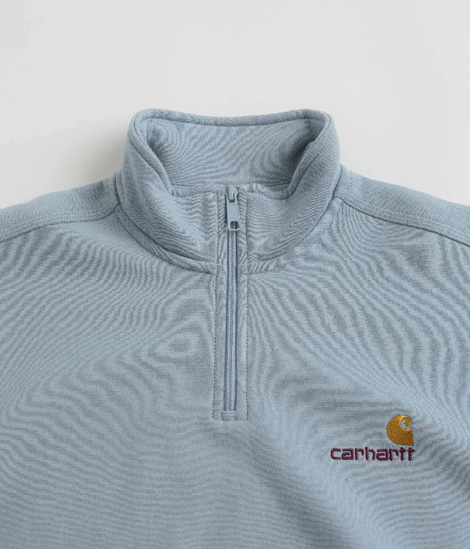 Carhartt Half Zip American Script Sweatshirt - Frosted Blue