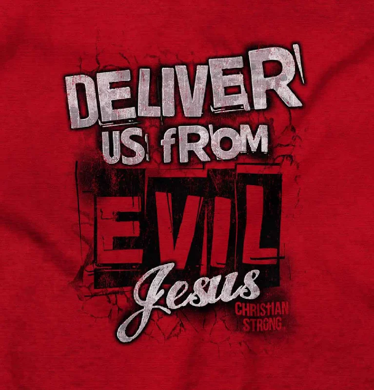 Deliver us from Evil Junior Fit V-Neck T-Shirt