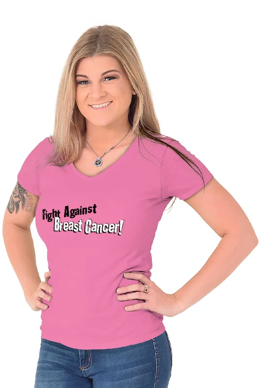 Breast Cancer Awareness Junior Fit V-Neck T Shirt