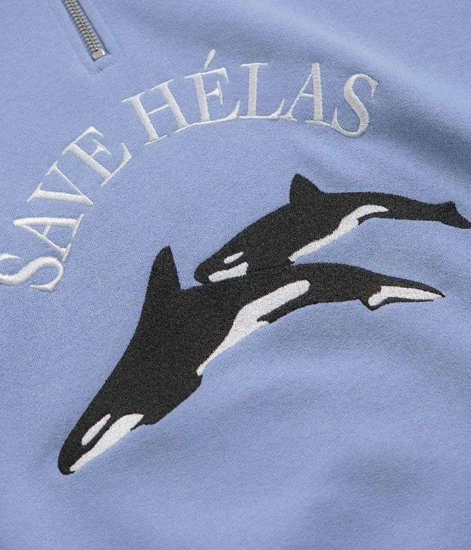 Helas Save Helas Quarter Zip Sweatshirt - Grey Blue