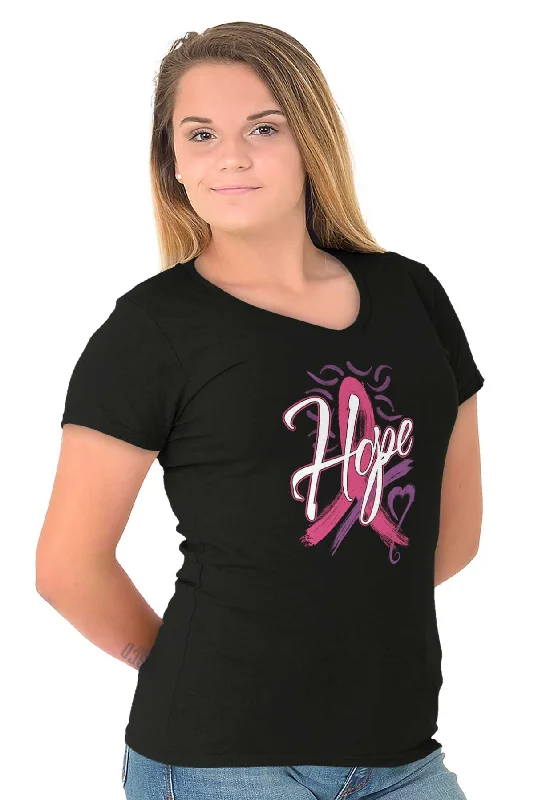 Breast Cancer Awareness Junior Fit V-Neck T Shirt