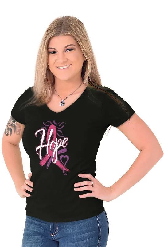 Breast Cancer Awareness Junior Fit V-Neck T Shirt