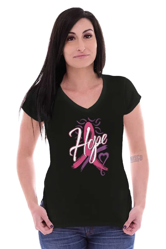 Breast Cancer Awareness Junior Fit V-Neck T Shirt