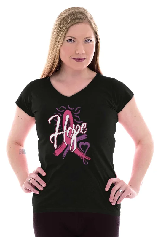 Breast Cancer Awareness Junior Fit V-Neck T Shirt