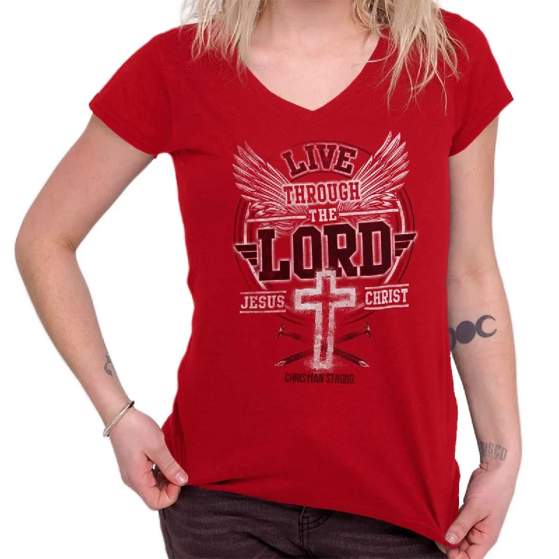 Live Through the Lord Junior Fit V-Neck T-Shirt