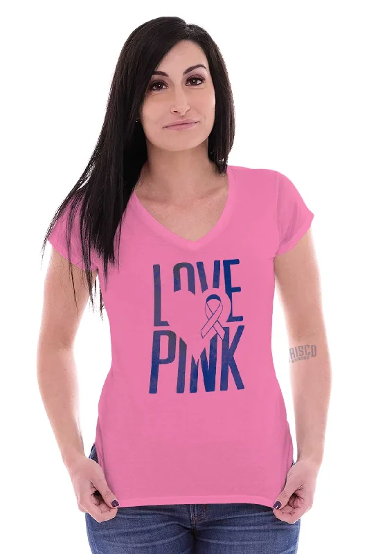 Breast Cancer Awareness Junior Fit V-Neck T Shirt