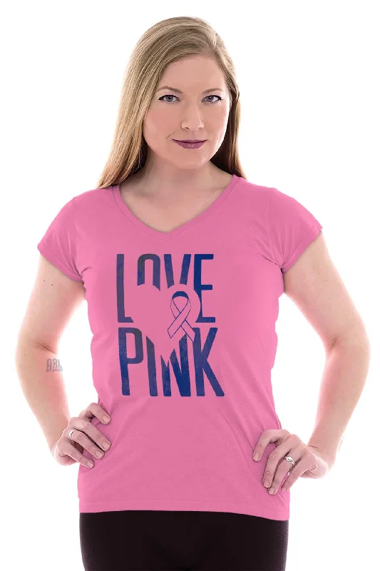 Breast Cancer Awareness Junior Fit V-Neck T Shirt