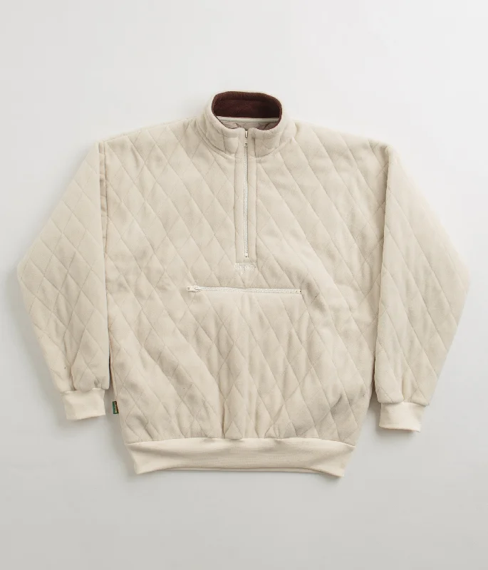 Magenta Lunar Quilted High Neck Sweatshirt - Natural