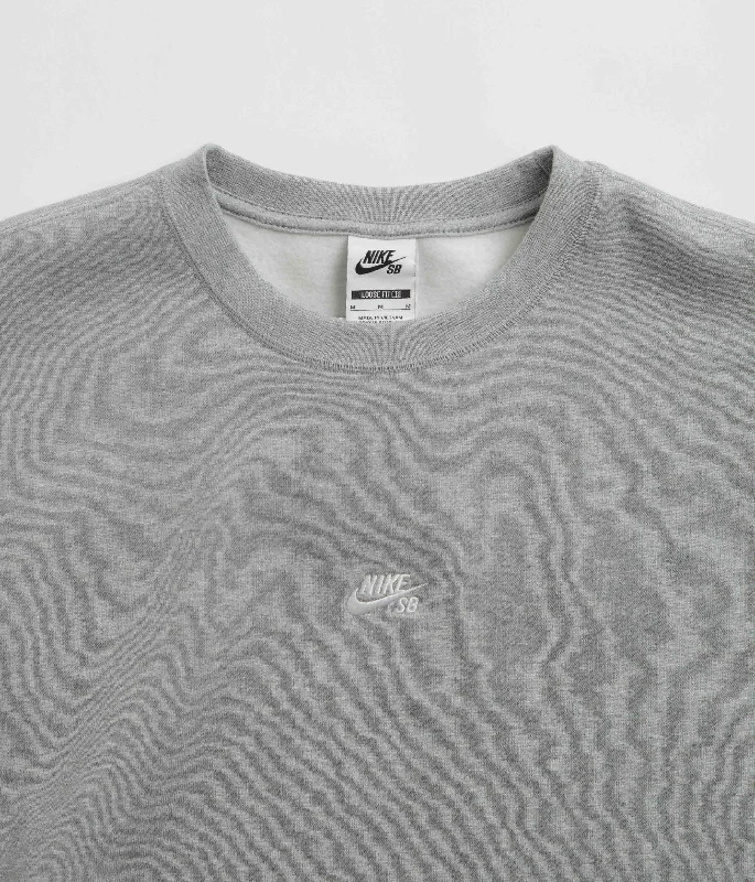 Nike SB Essential Logo Crewneck Sweatshirt - Dark Grey Heather / White