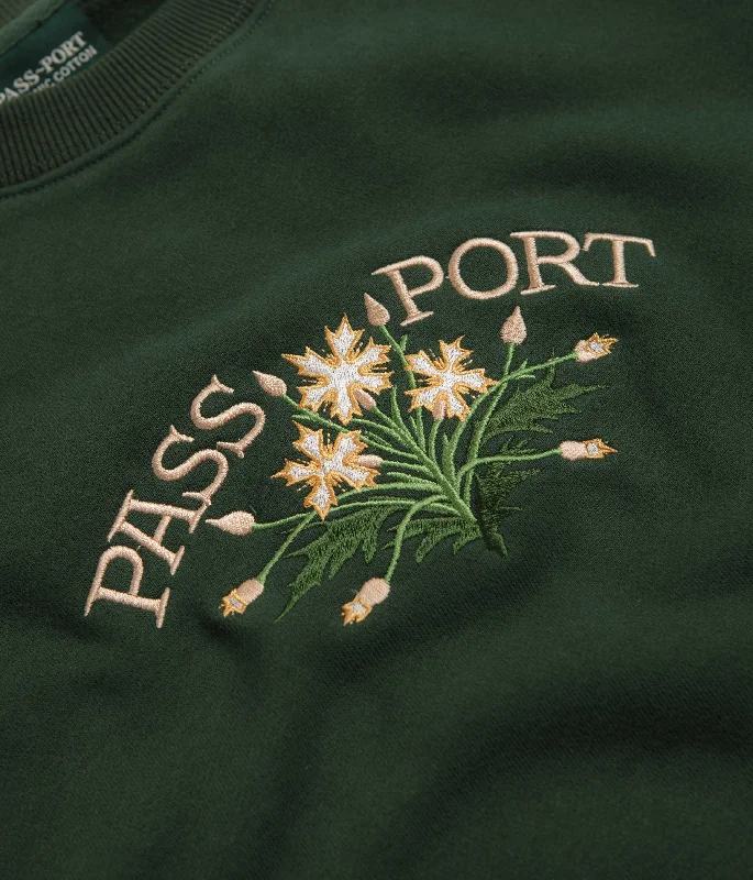 Pass Port Bloom Organic Crewneck Sweatshirt - Forest Green