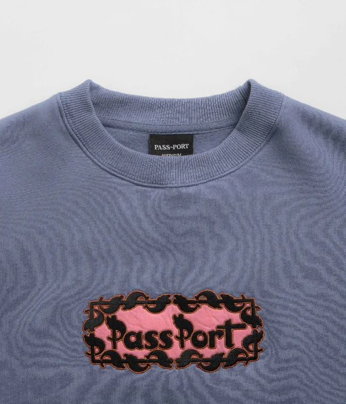 Pass Port Pattoned Crewneck Sweatshirt - Washed Out Blue