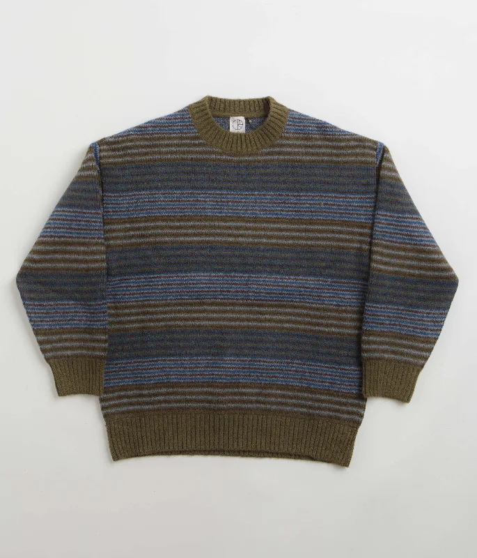 Polar George Sweatshirt - Blue Green Stripe