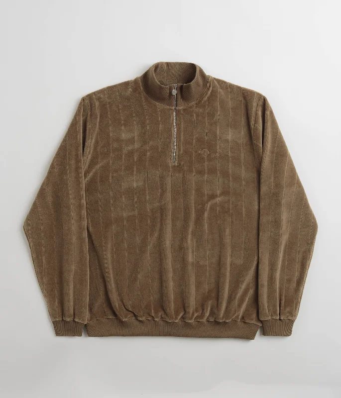 Polar Stripe Velour Zip Neck Sweatshirt - Beech