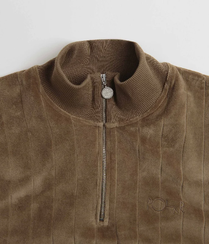 Polar Stripe Velour Zip Neck Sweatshirt - Beech