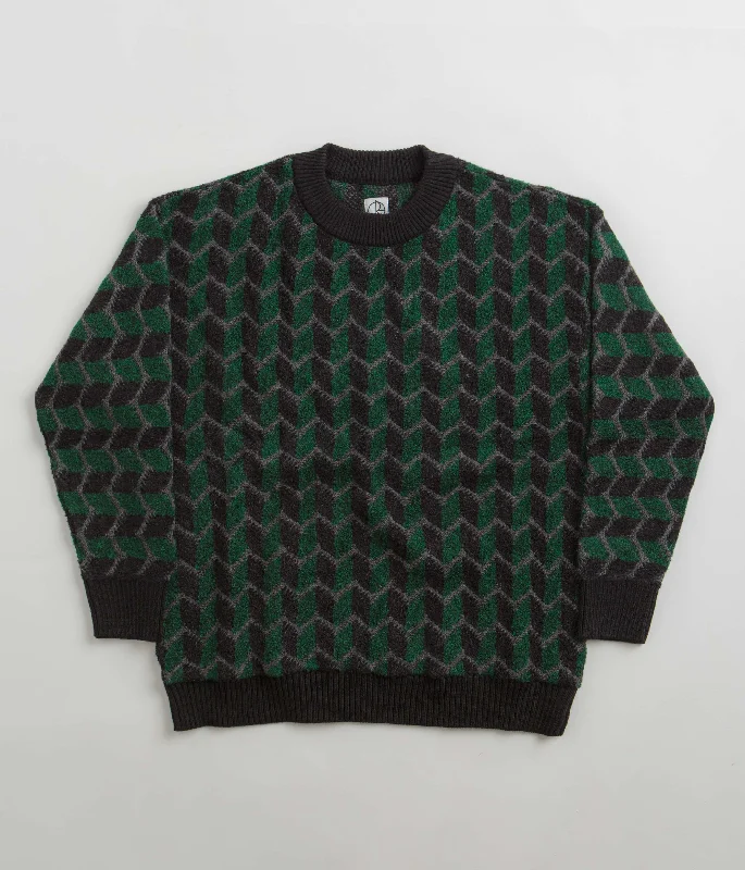 Polar Zig Zag Knit Sweatshirt - Black / Dark Teal