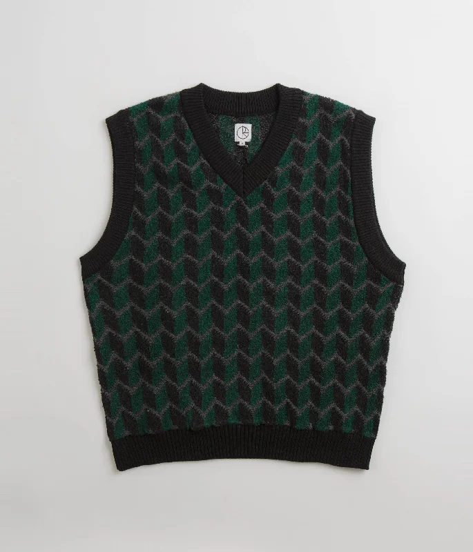 Polar Zig Zag Knit Vest - Black / Dark Teal