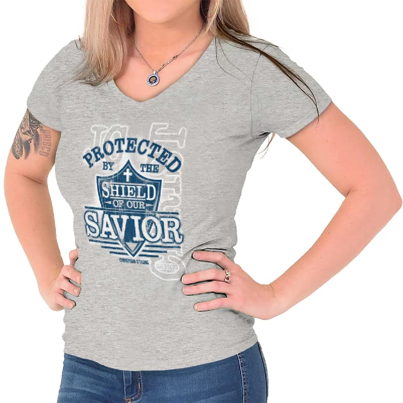 Shield of our Savior Junior Fit V-Neck T-Shirt