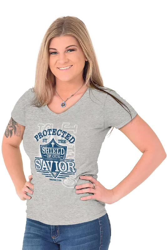 Shield of our Savior Junior Fit V-Neck T-Shirt