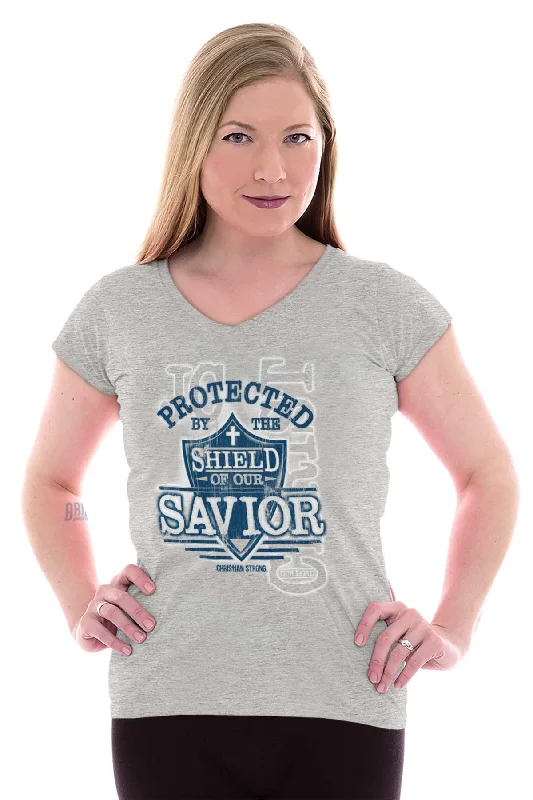 Shield of our Savior Junior Fit V-Neck T-Shirt