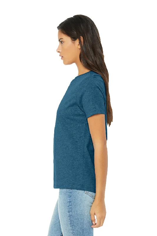 Bella + Canvas Womens CVC Short Sleeve Crewneck T-Shirt - Heather Deep Teal Blue