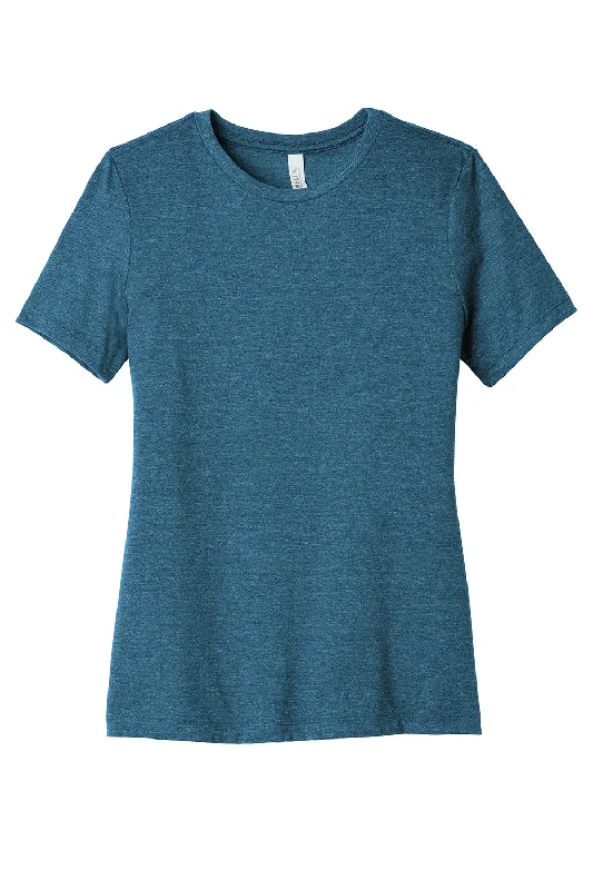 Bella + Canvas Womens CVC Short Sleeve Crewneck T-Shirt - Heather Deep Teal Blue