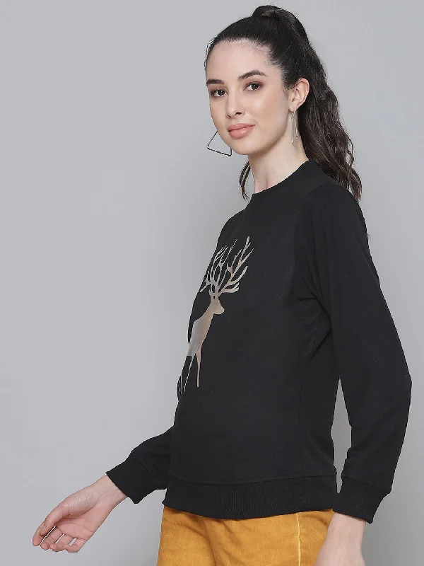 Black Terry Silver REINDEER Sweatshirt