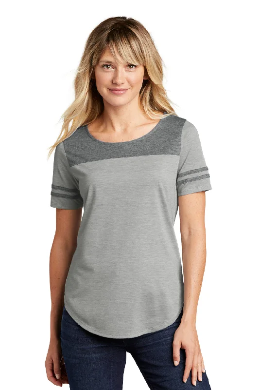 Sport-Tek Womens Fan Moisture Wicking Short Sleeve Crewneck T-Shirt - Heather Light Grey/Heather Dark Grey