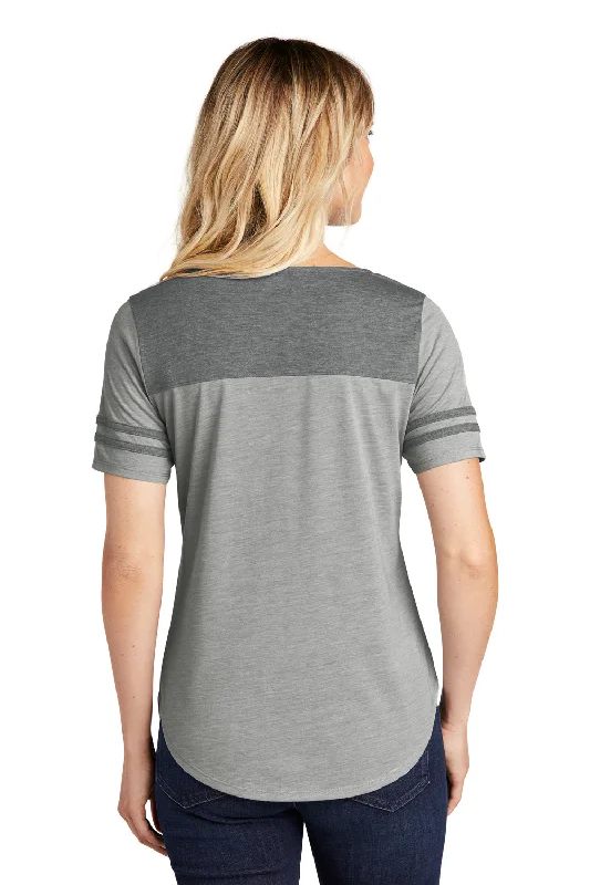 Sport-Tek Womens Fan Moisture Wicking Short Sleeve Crewneck T-Shirt - Heather Light Grey/Heather Dark Grey