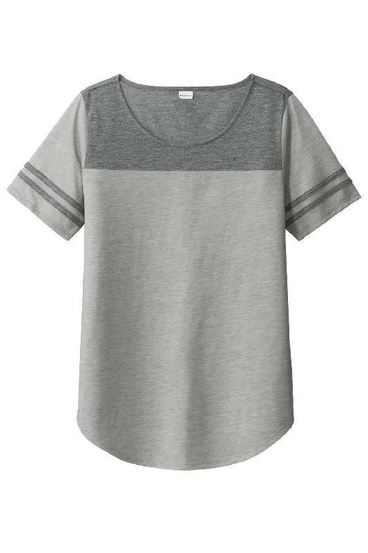 Sport-Tek Womens Fan Moisture Wicking Short Sleeve Crewneck T-Shirt - Heather Light Grey/Heather Dark Grey