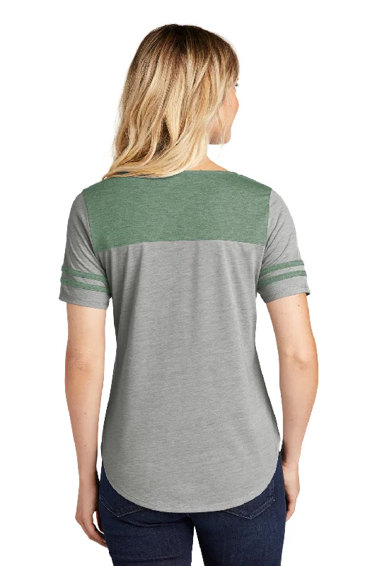 Sport-Tek Womens Fan Moisture Wicking Short Sleeve Crewneck T-Shirt - Heather Light Grey/Heather Forest Green