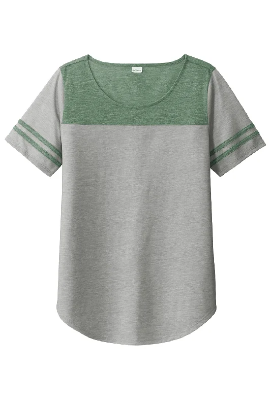 Sport-Tek Womens Fan Moisture Wicking Short Sleeve Crewneck T-Shirt - Heather Light Grey/Heather Forest Green