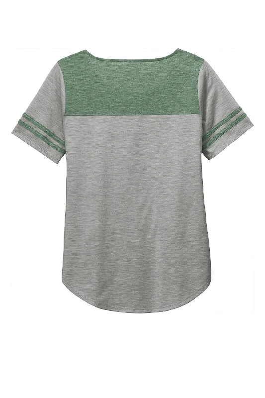 Sport-Tek Womens Fan Moisture Wicking Short Sleeve Crewneck T-Shirt - Heather Light Grey/Heather Forest Green