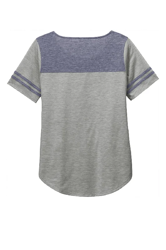 Sport-Tek Womens Fan Moisture Wicking Short Sleeve Crewneck T-Shirt - Heather Light Grey/Heather True Navy Blue