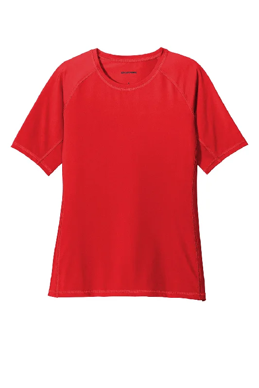 Sport-Tek Womens Rashguard Moisture Wicking Short Sleeve Crewneck T-Shirt - True Red