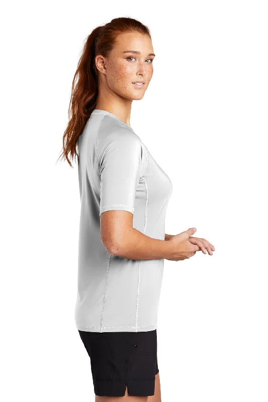 Sport-Tek Womens Rashguard Moisture Wicking Short Sleeve Crewneck T-Shirt - White