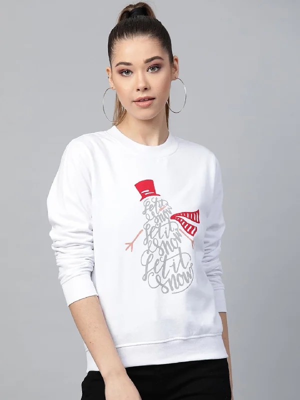 White Let It Snow Print Sweatshirt